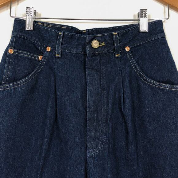 Lee VTG 80s Relaxed Tapered Ankle Pleated Jean Deadstock Size 10 Dark Blue - Picture 2 of 15